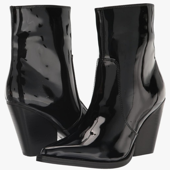 Black Patent cowboy booties - Picture 3 of 3